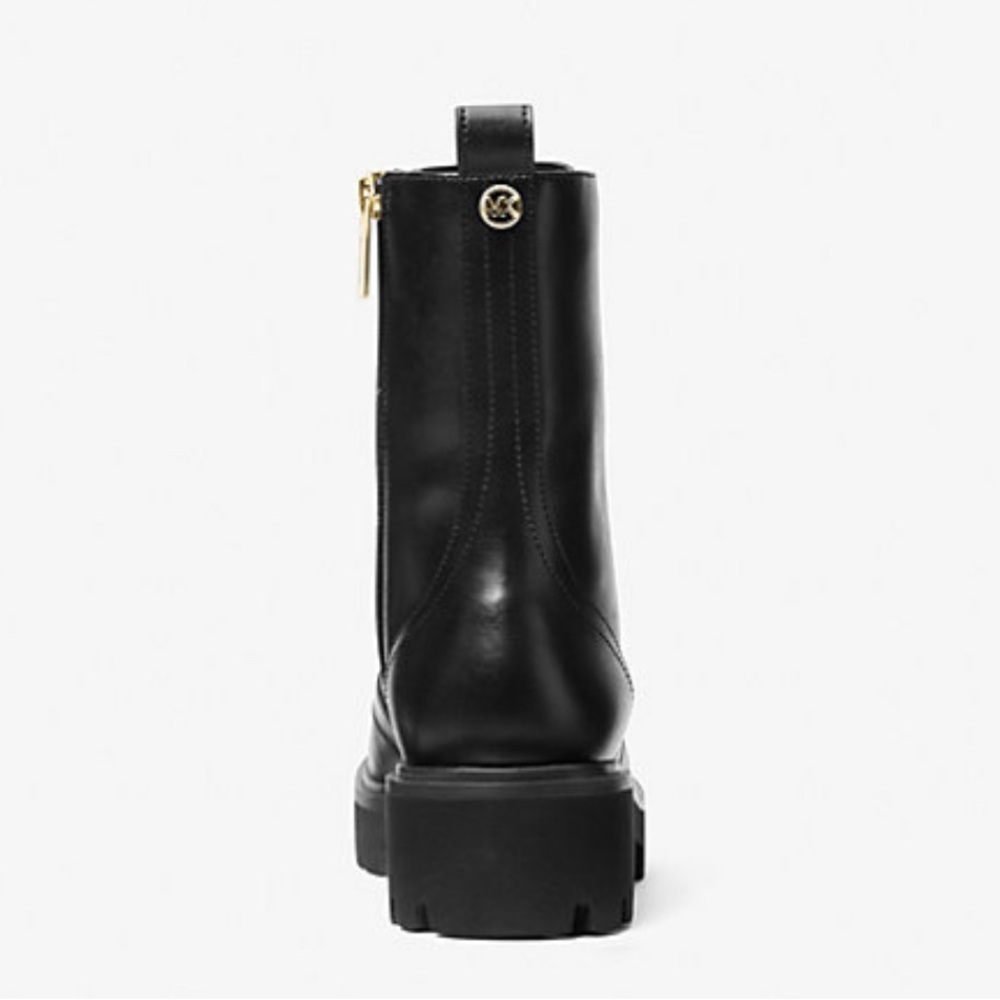 Michael Kors Black Weiss Combat Moto Bootie faux leather - Picture 4 of 9